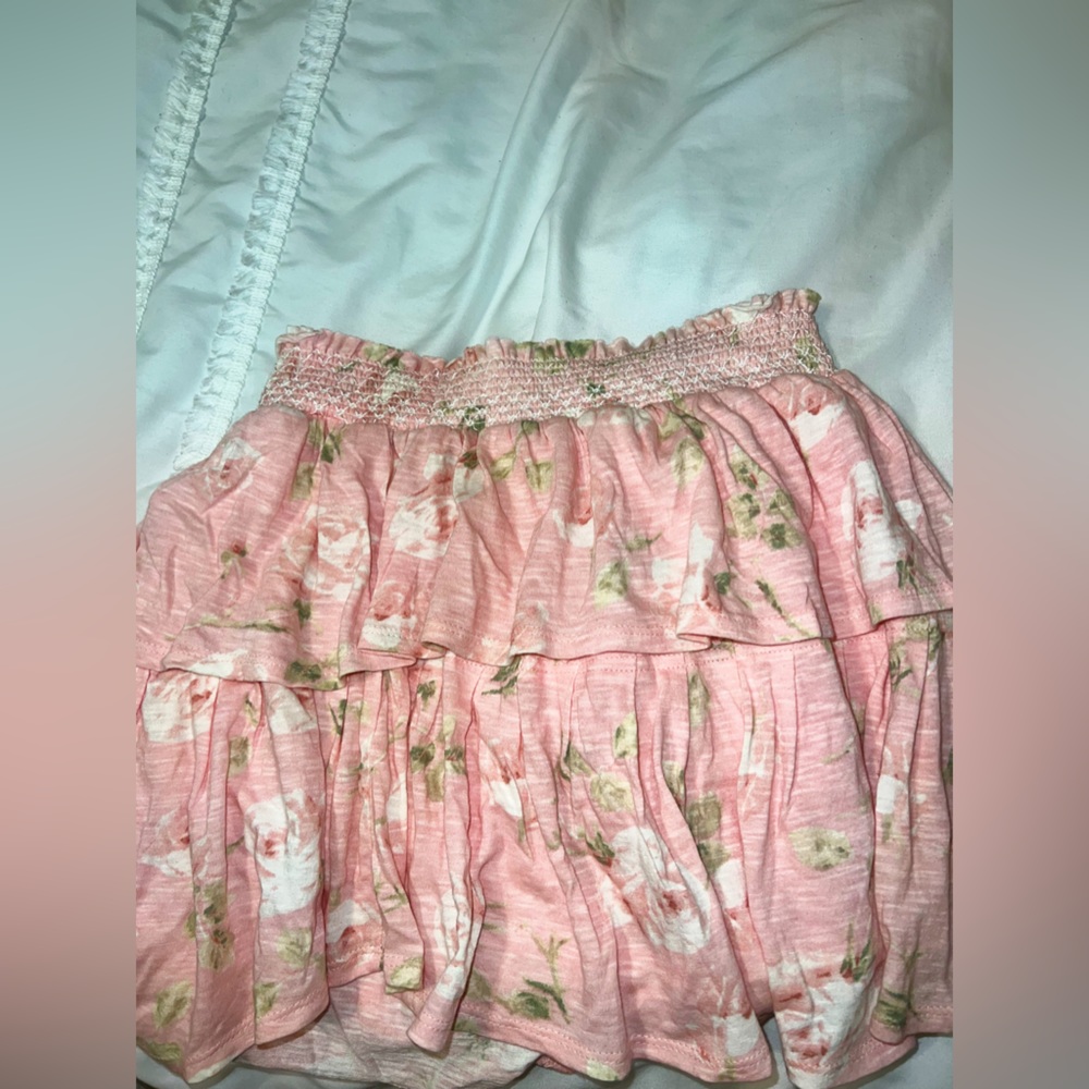 LOVESHACKFANCY Floral Ruffle Mini Skirt